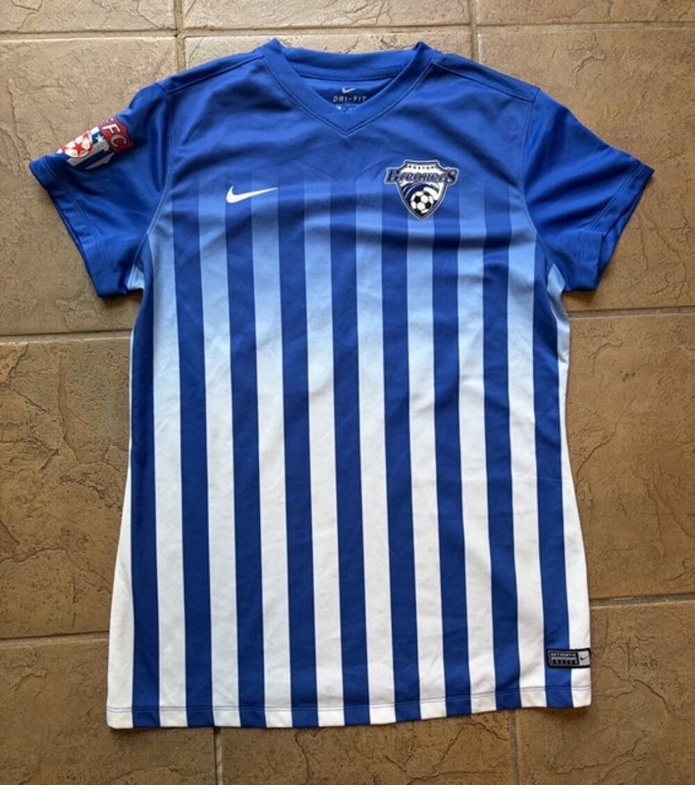 Nike Boston Breakers NWSL Soccer Jersey Women's Large Blue Dri-FIT Hyundai #00